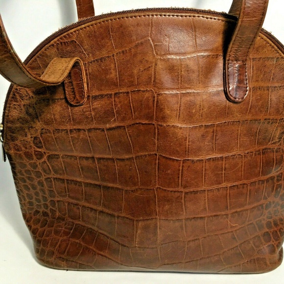 DANIER Tote Bag Crossbody Brown Texture Lizard - Picture 2 of 7